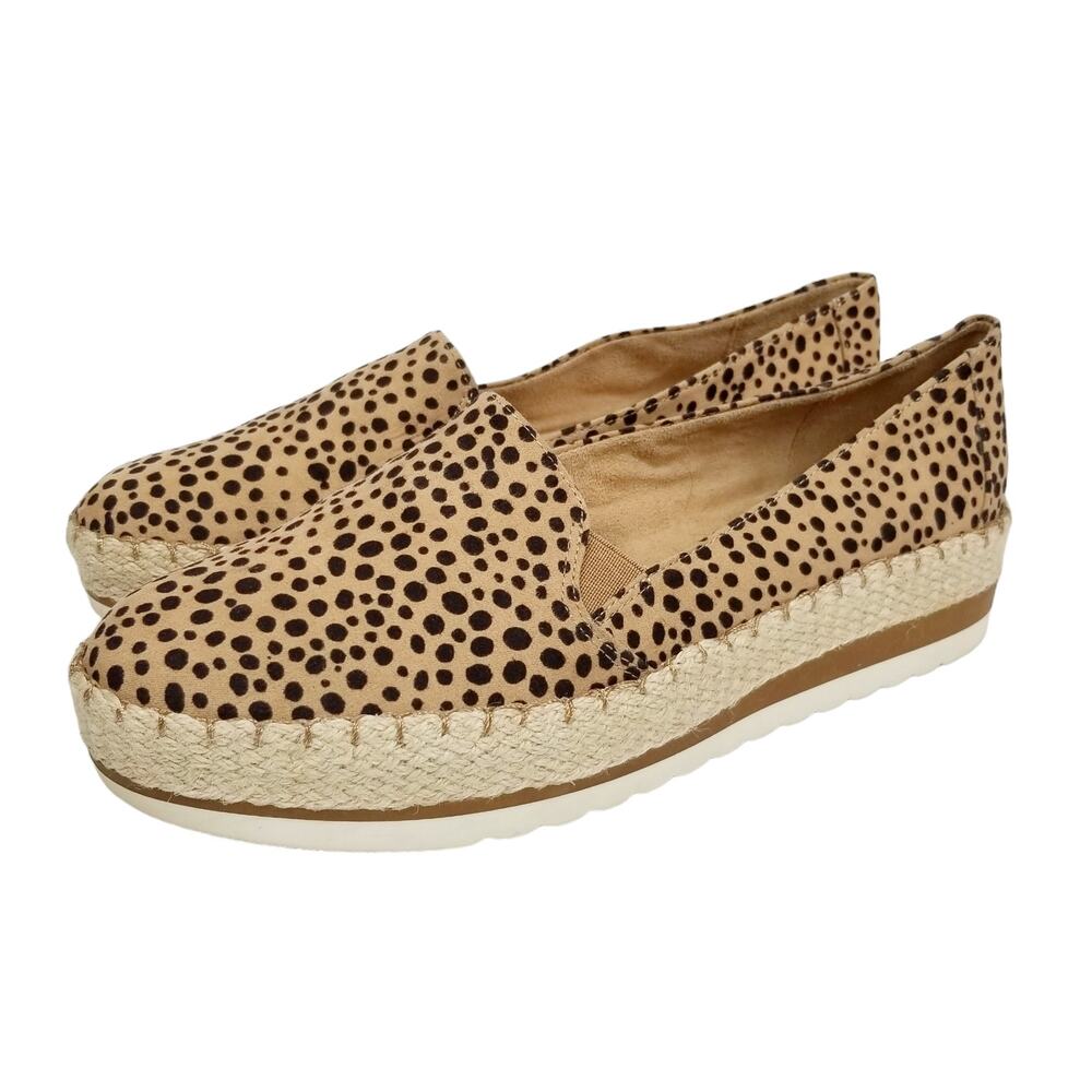 Dr. Scholl's Women's Discovery Cheetah Print Platform Espadrilles Tan Black 11